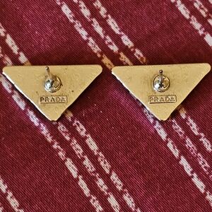 Prada Gold Triangle Logo Stud Earrings
